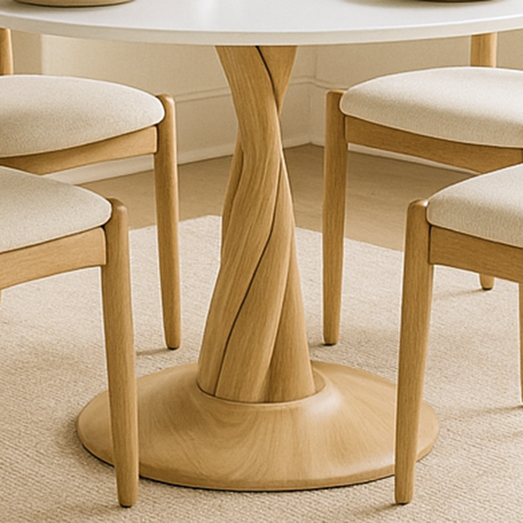 Yuvarlak masanin ihlamur ayaklarinin yakin cekim ile detayli goruntusu vornom