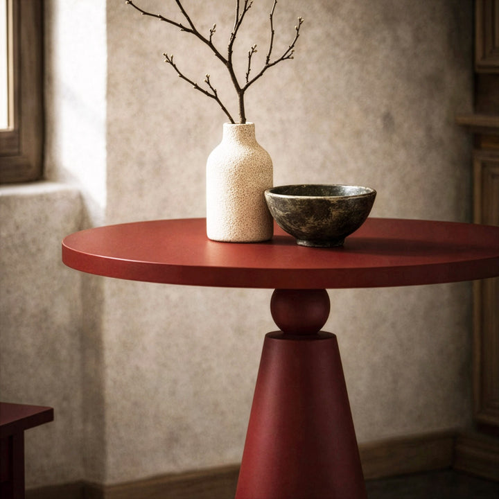 Doğal Ahşap Mantar Sehpa - Bordo Renk & Modern Tasarım