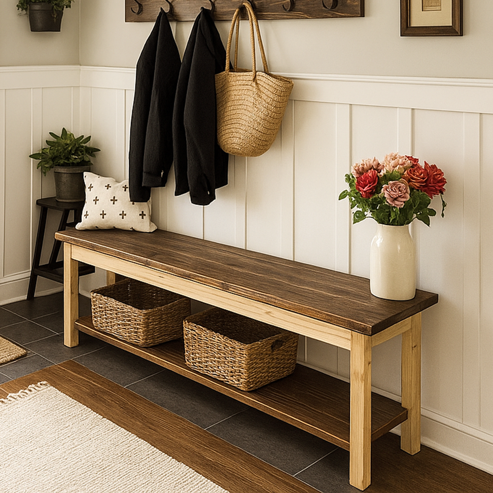 vornom mobilya ahsap kapi onu hol antre bench