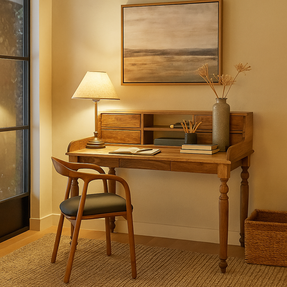 dogal ahsap ceviz calisma masasi bilgisayar masasi vornom mobilya