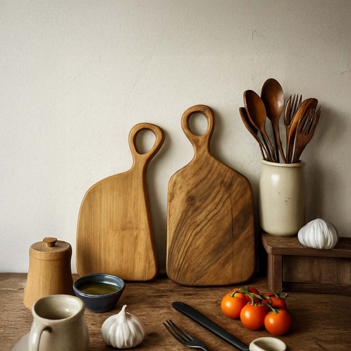 ahsap sunum tahtasi kullanisli bir mutfak dekoru vornom