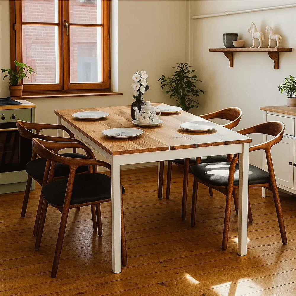 vornom mobilya dogal ceviz yemek masasi