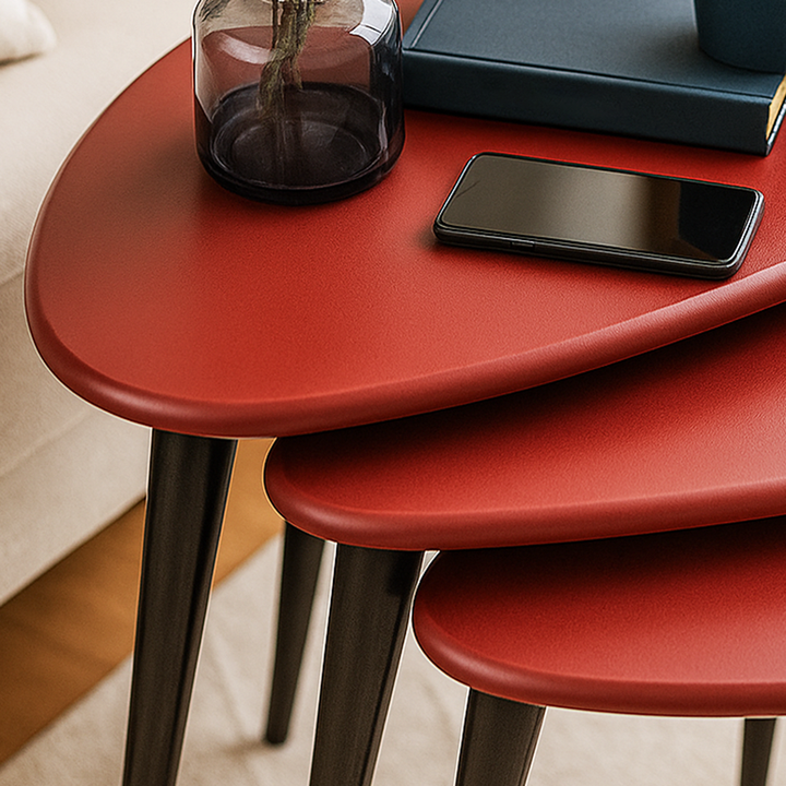 vornom mobilya bordo tablali konik ayakli zigon sehpa yakin cekim