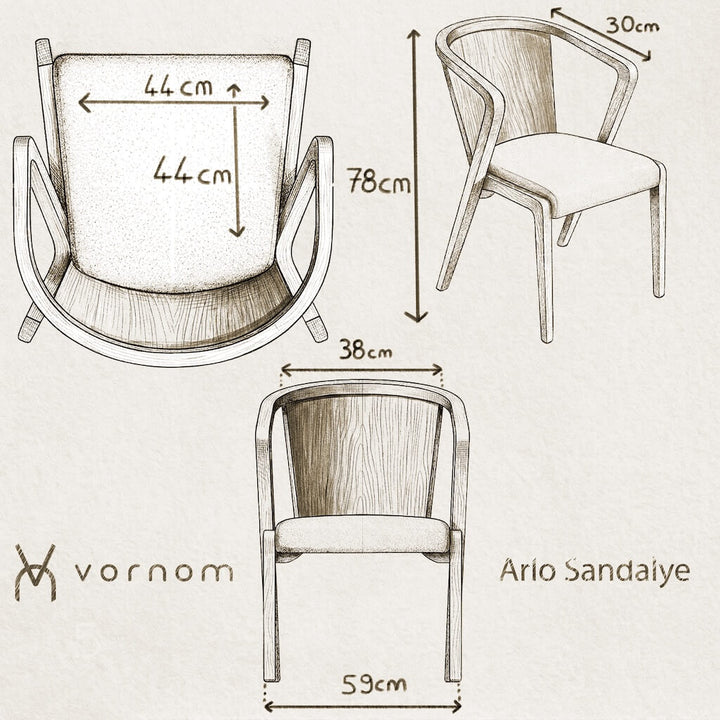 Minimalist Modern Yumuşak Formlu Kayın Ahşap Yemek Sandalyesi
