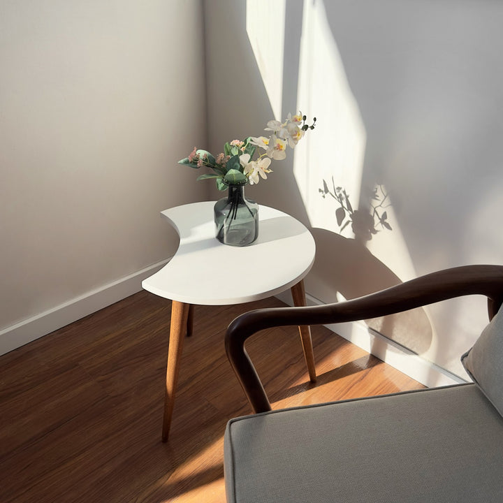 beyaz c sehpa ahsap ayakli modern tasarim vornom