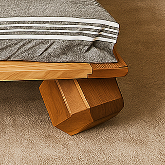 Sik ve modern tasarima sahip dogal ceviz agacindan yapilmis cift kisislik karyola vornom