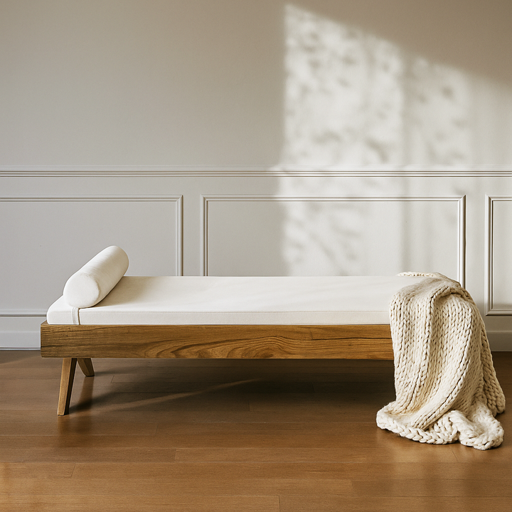 daybed modern ahsap karyola masif ceviz agacindan vornom