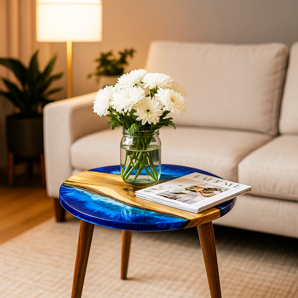 okyanus tasarim epoksi yan sehpa vornom mobilya