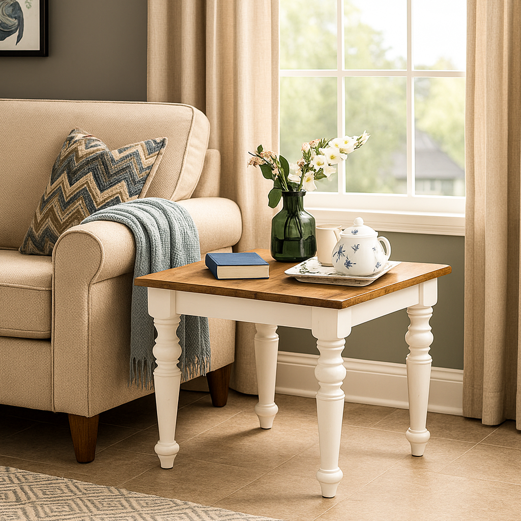 yan sehpa beyaz ayak masif ceviz vornom mobilya