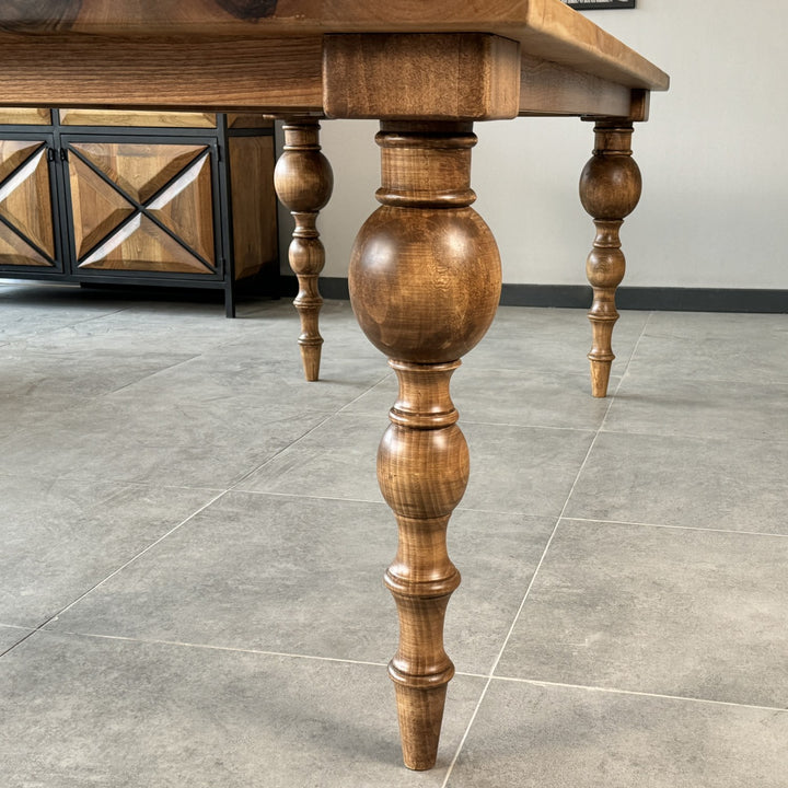 torna ayakli dayanikli ve sik ceviz yemek masasi vornom