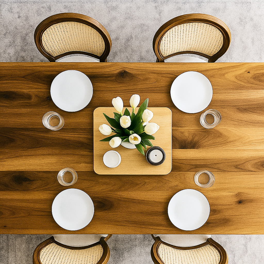 masif ceviz yemek masasi seti vornom mobilya