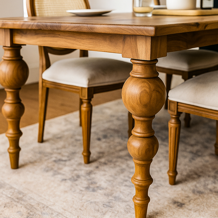 dogal ahsap masif ceviz yemek masasi seti vornom mobilya