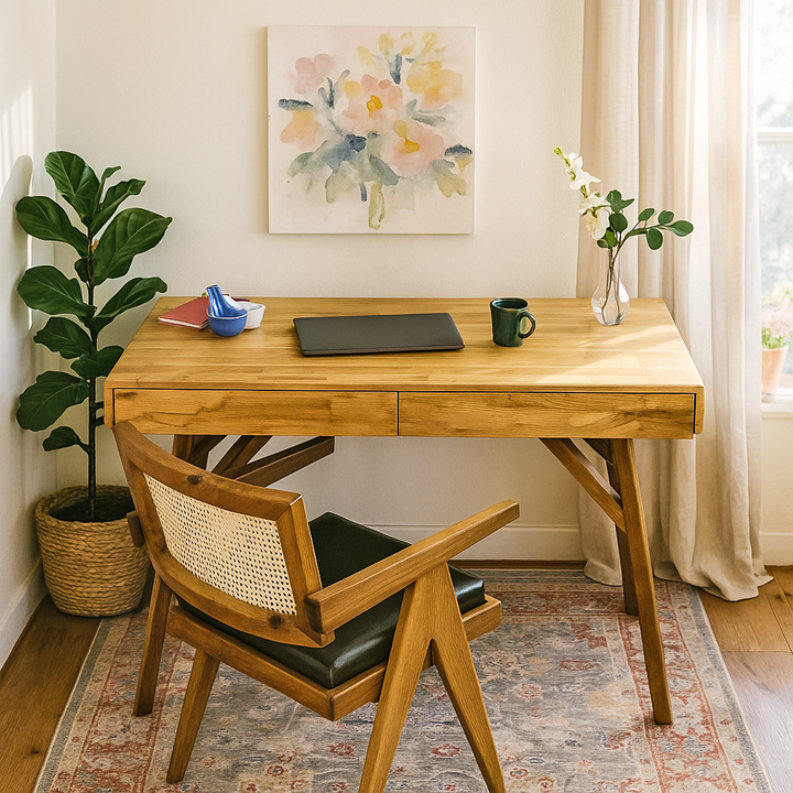 modern mese calisma masasi cekmeceli  ve minimalist bir tasarima sahip vornom