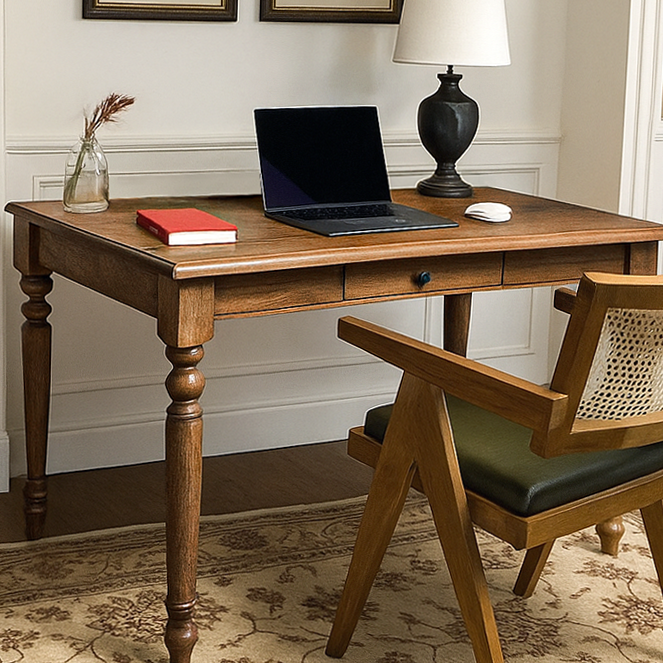 Masif ceviz calisma masasi zarif ve estetik tasarimiyla modern calisma alani vornom