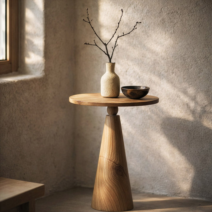 masif ceviz mantar sehpa dogal gorunumu ile modern ve ikonik vornom