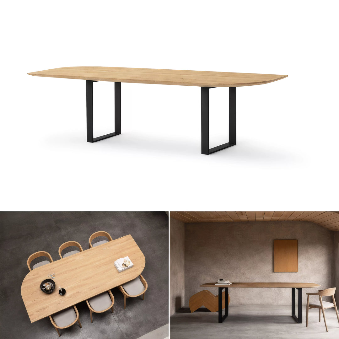 Dört sandalyeli, masif ceviz ve kestane malzemeden yapılmış şık bir yemek masası.