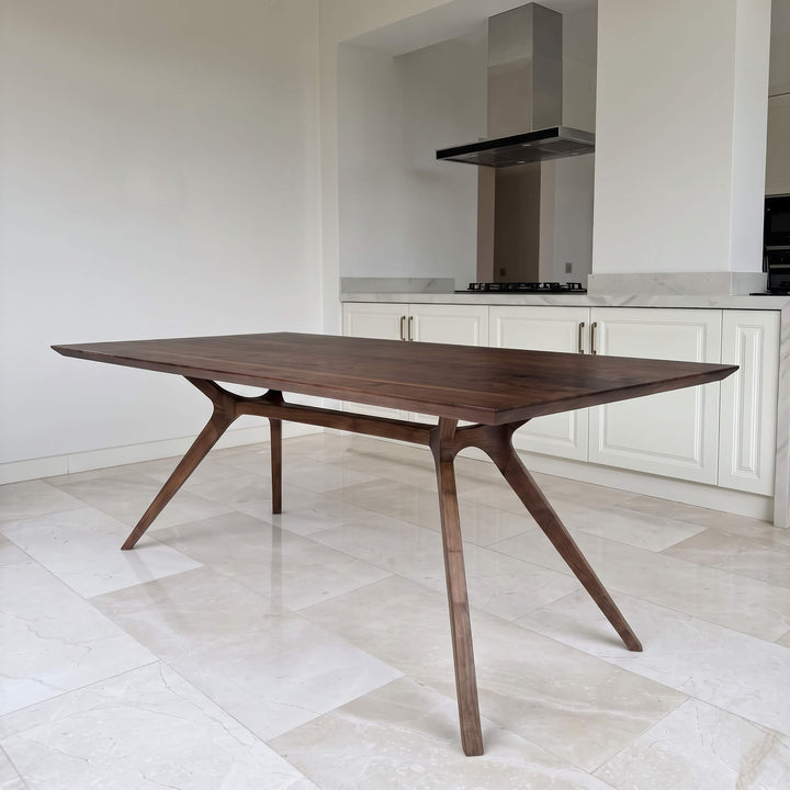 High quality Vigo solid walnut wooden dining table for modern family dining spaces   