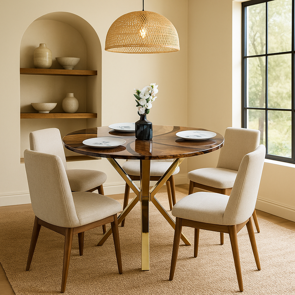 epoksi yuvarlak yemek masasi vornom mobilya