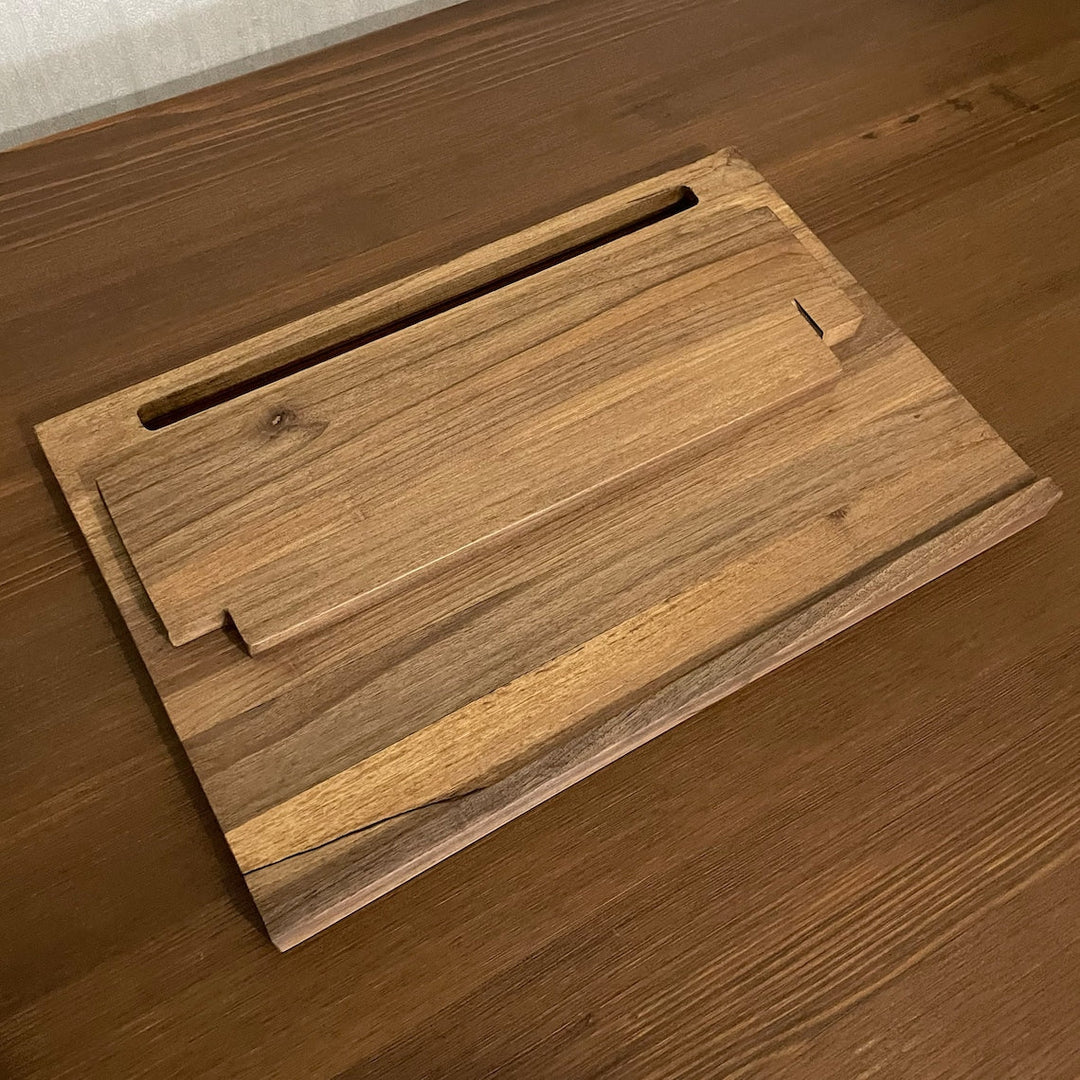 Masif ceviz laptop standi minimalist ve ergonomik dizustu bilgisayar yukseltilici vornom